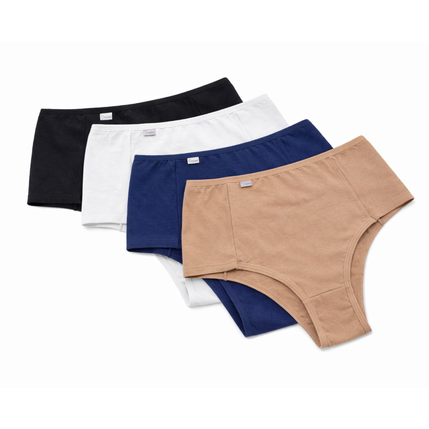 Kit 4 Calcinhas Algodão Cintura Alta Pala Dupla Segura Barriga | Modeladora e Cotton Premium