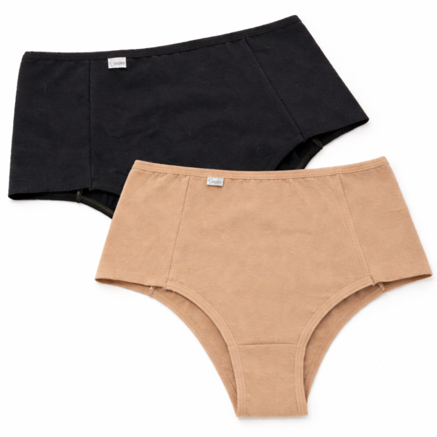 Kit 2 Calcinhas Algodão Cintura Alta Pala Dupla Segura Barriga | Modeladora e Cotton Premium