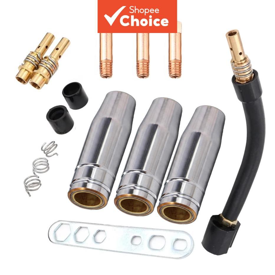 Um Conjunto De 15 Peças Kit De Soldagem MIG Para Tocha 15AK , Incluindo Pontas De Contato Do Bico Pescoço De Ganso E Man