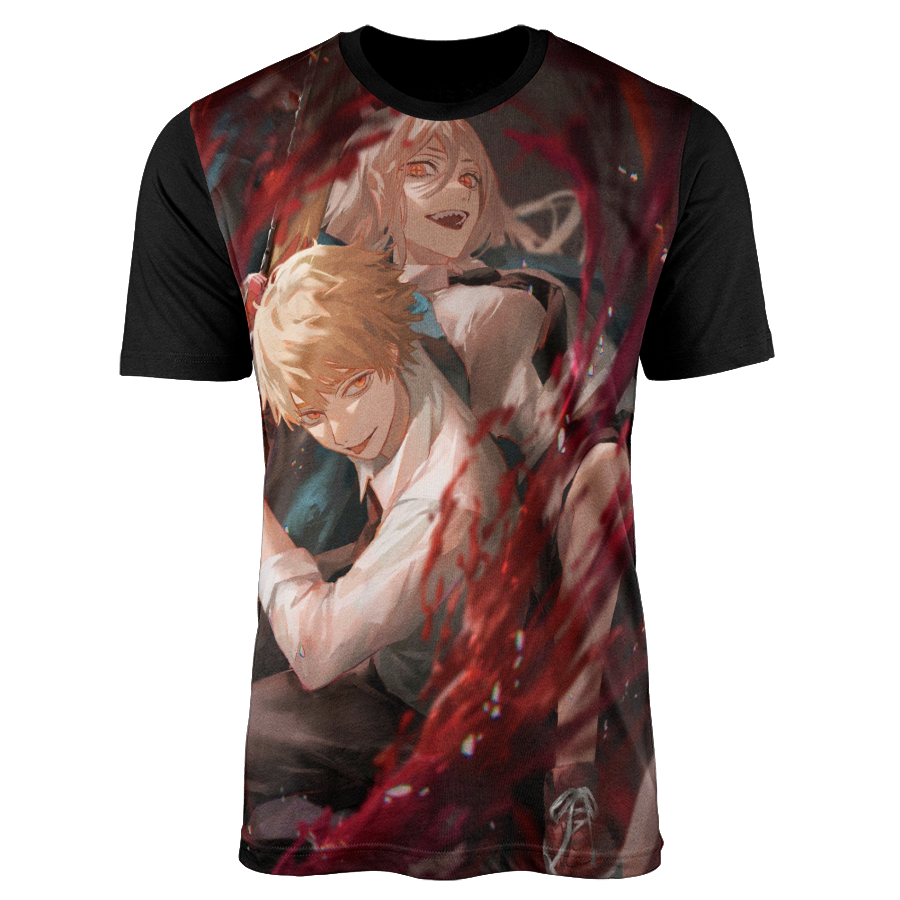 Camisa Anime Chainsaw Man Power Denji Motosserra Homem W0022