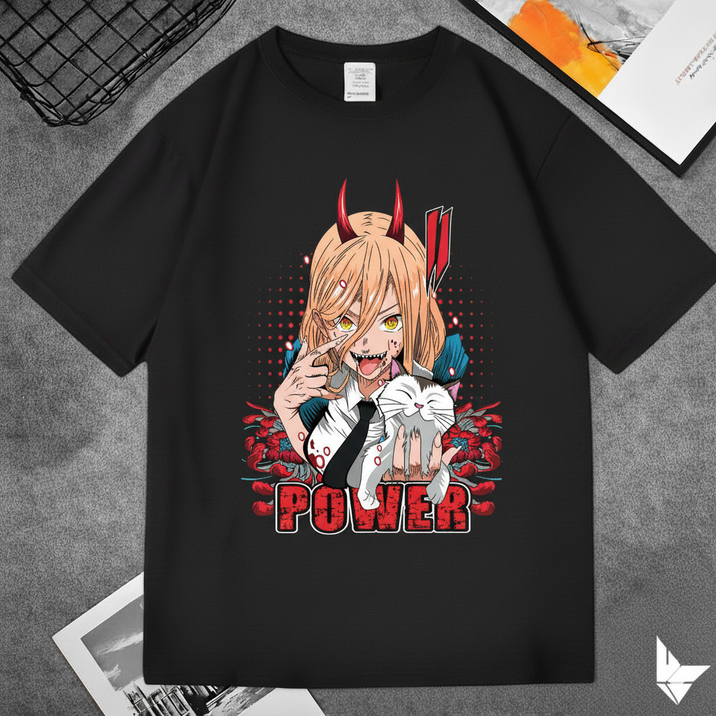 Camiseta Unissex Chainsaw Man Power Anime Estilosa Confortável Divertida Casual