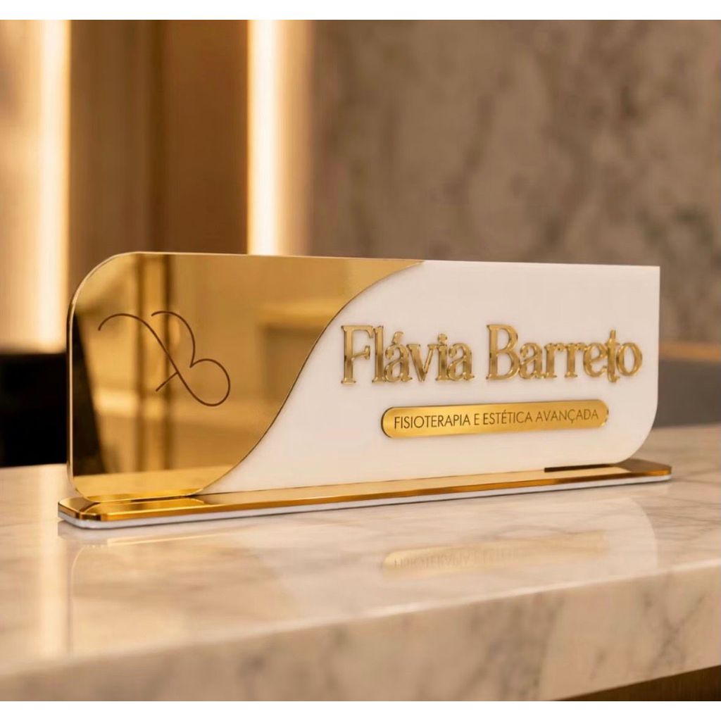 Placa de Identificação para mesa Personalizada Com Logo Mdf Acrílico Identificação Casa Sala Consultório