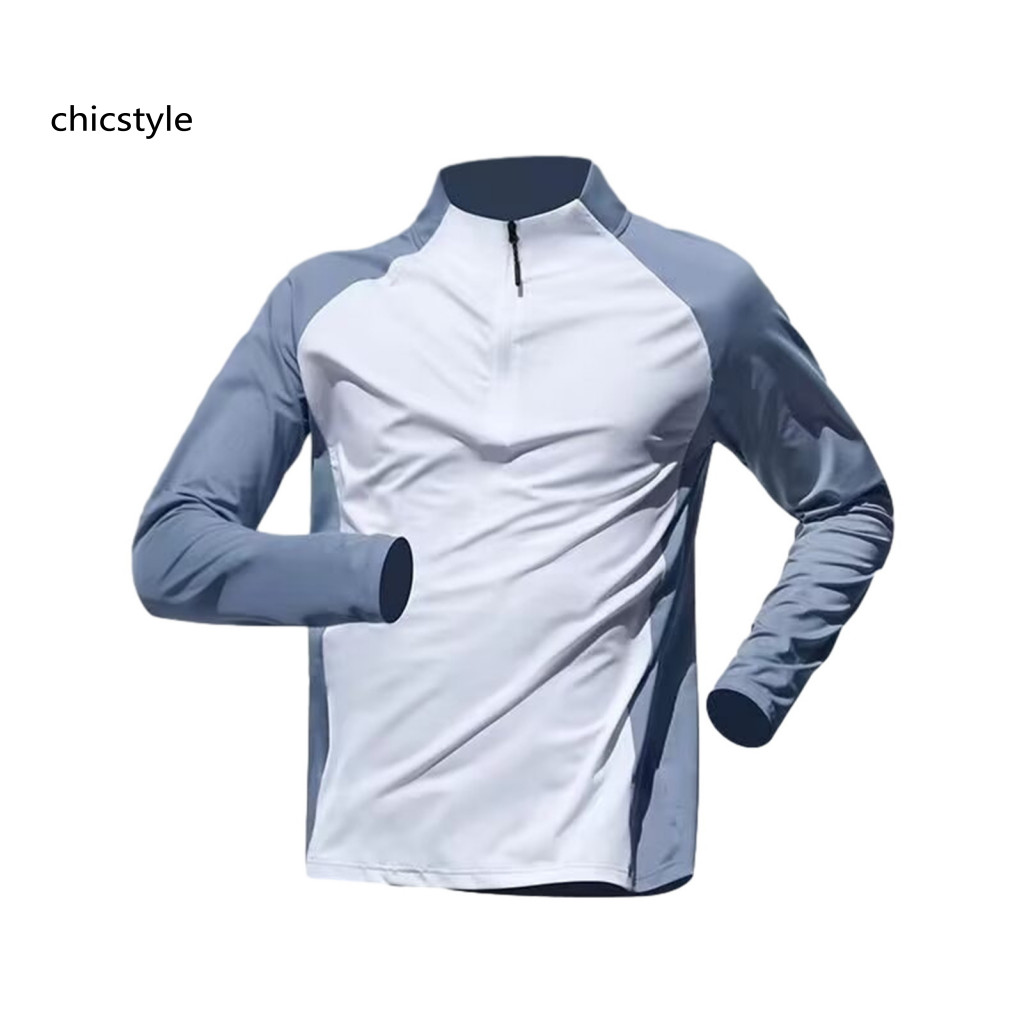 Men Casual Tops Regular Fit Shirts Men’s Quick Dry Long Sleeve Half-zip Shirt – Lightweight Uv Protection Tee for Ru