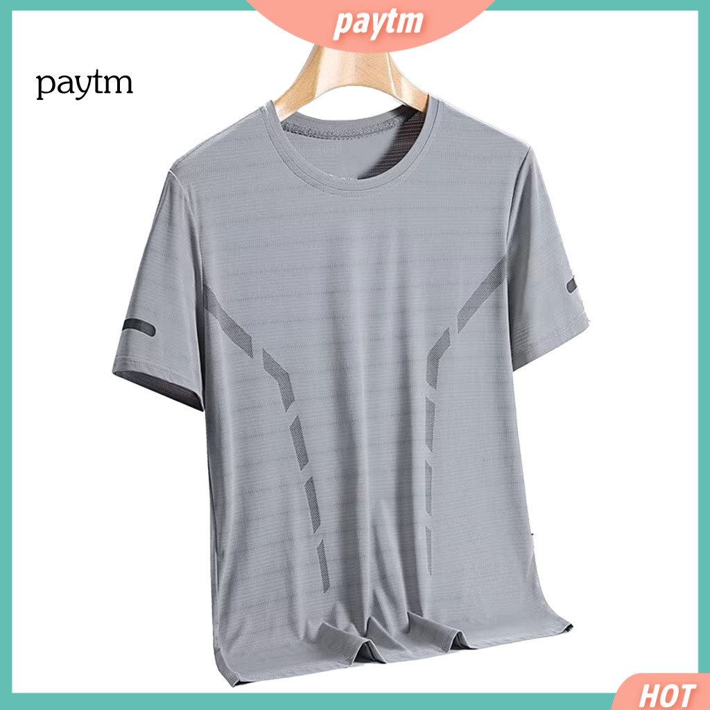 Quick-dry Workout Top Moisture Absorption Activewear Men's Quick Dry Shirt Lightweight Wicking Athletic Gym Tee with Mes