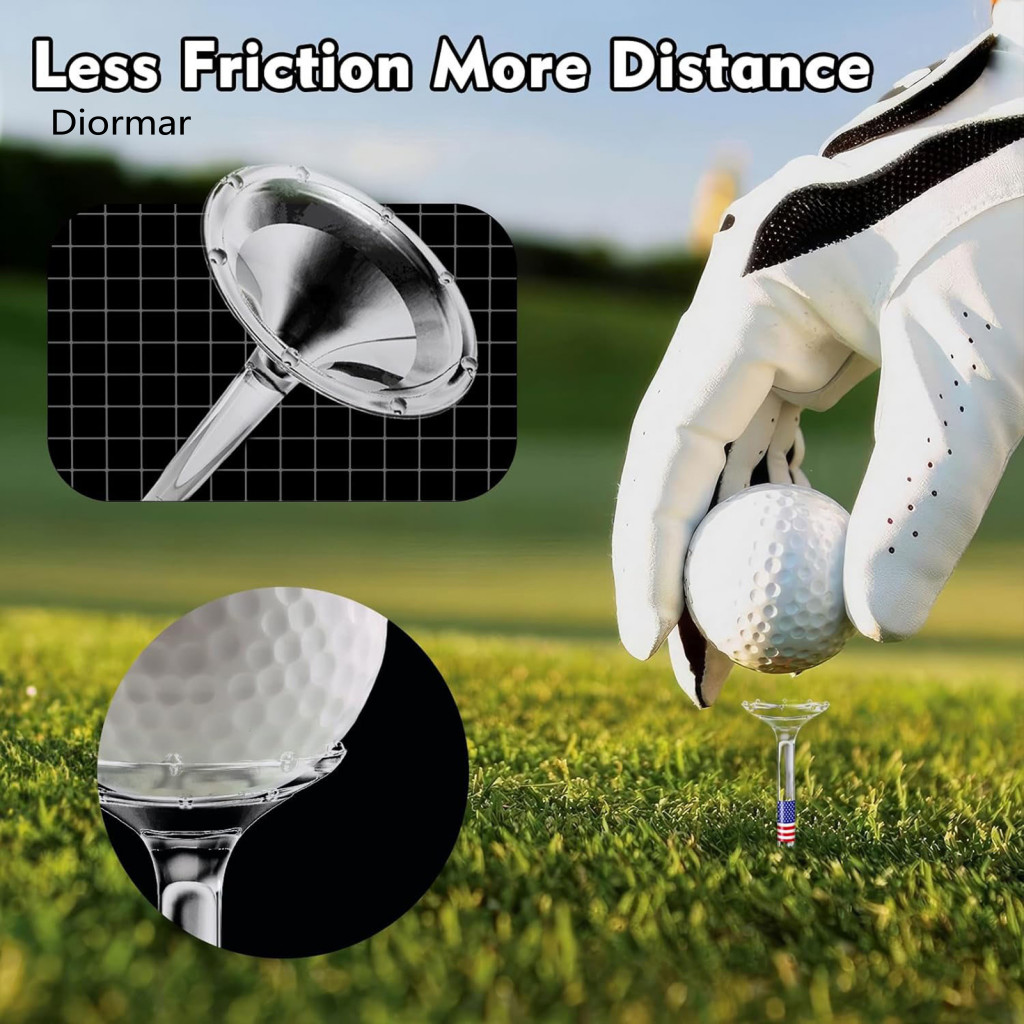 Lightweight Golf Tees Unbreakable 50pcs Durable Transparent Plastic with Cup Low Friction 6-prong Design – Flexible fo