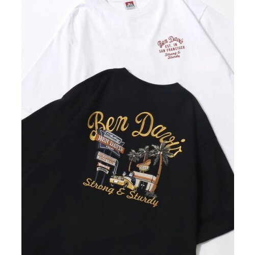 Camiseta De Manga Curta Masculina E Feminina BEN DAVIS Volta graffiti Grande Impressão WORK WEAR Tema Americano workwear