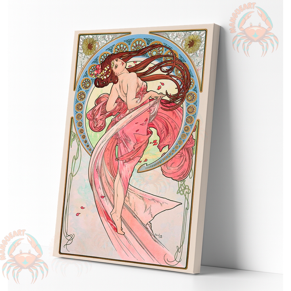 Quadro Decorativo Alphonse Mucha arte noveau, The Arts Dance - Arte clássica emTela Acetinada. pronto para pendurar