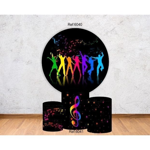 Projeto Dance Neon Painel 1,50 + 3 Cilindros Tecido Elástico