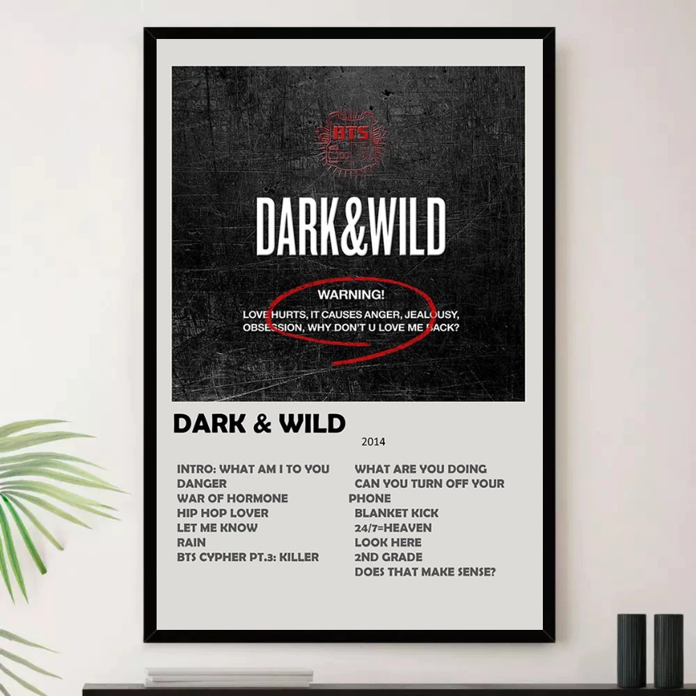 Quadro Placa Decorativa Música Internacional BTS Dance Pop K-pop e Pop Álbuns com Moldura