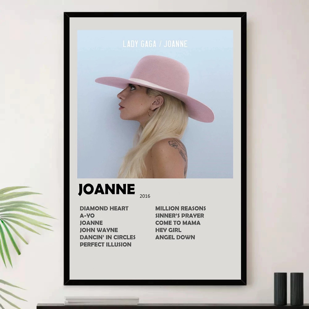 Quadro Placa Decorativa Música Internacional Lady Gaga Pop e Dance Pop Álbuns com Moldura