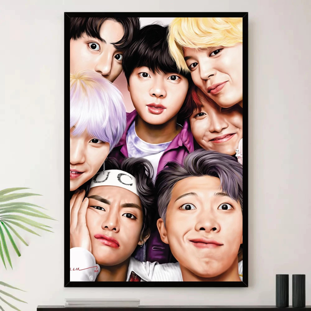 Quadro Placa Decorativa Música Internacional BTS Dance Pop K-pop e Pop Álbuns com Moldura
