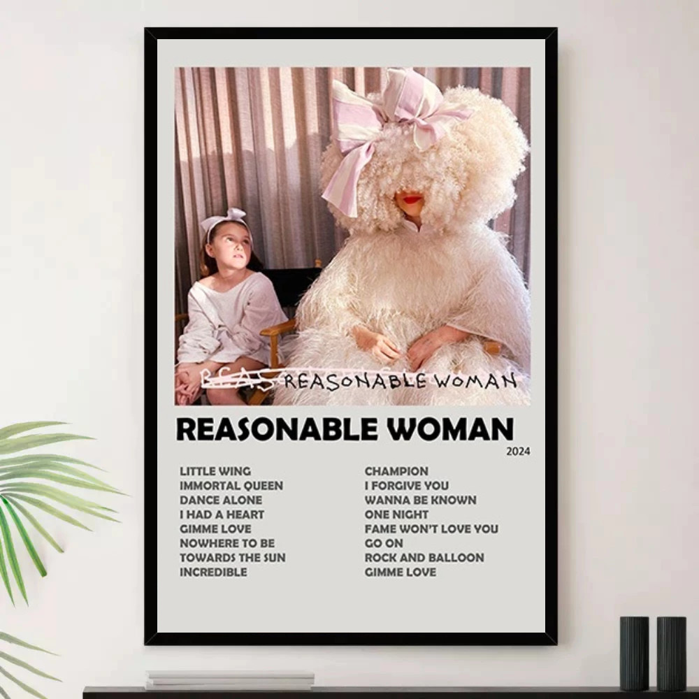 Quadro Placa Decorativa Música Internacional Sia Pop e Dance Pop Álbuns com Moldura