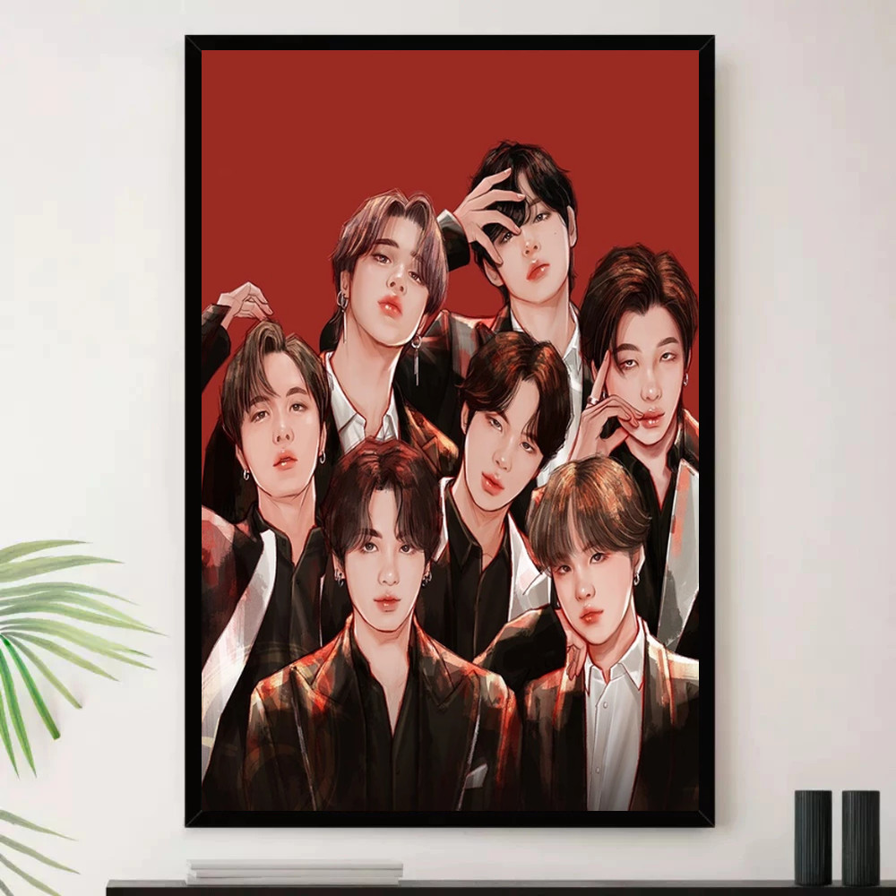 Quadro Placa Decorativa Música Internacional BTS Dance Pop K-pop e Pop Álbuns com Moldura