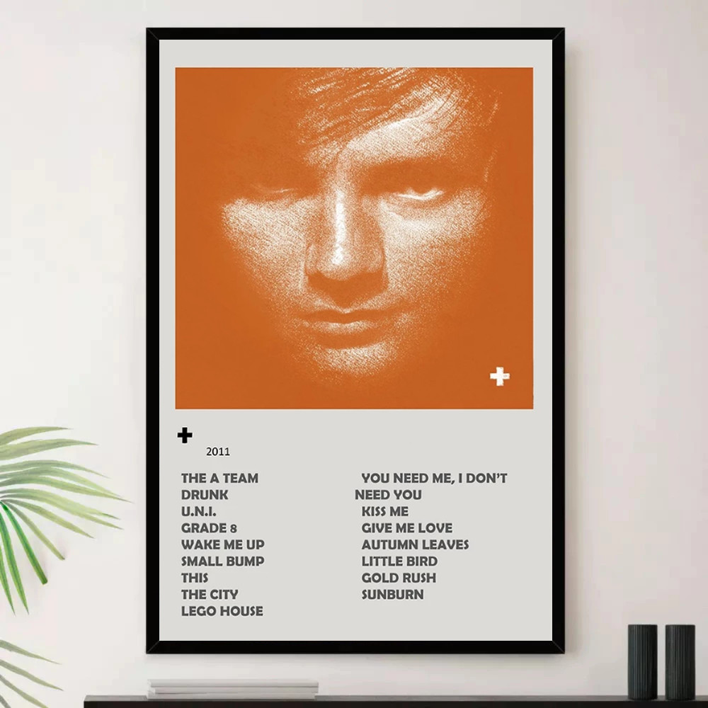 Quadro Placa Decorativa Música Internacional Ed Sheeran Pop e Dance Pop Álbuns com Moldura