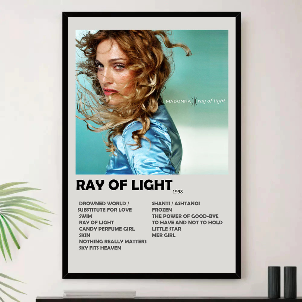 Quadro Placa Decorativa Música Internacional Madonna Pop e Dance Pop Álbuns com Moldura