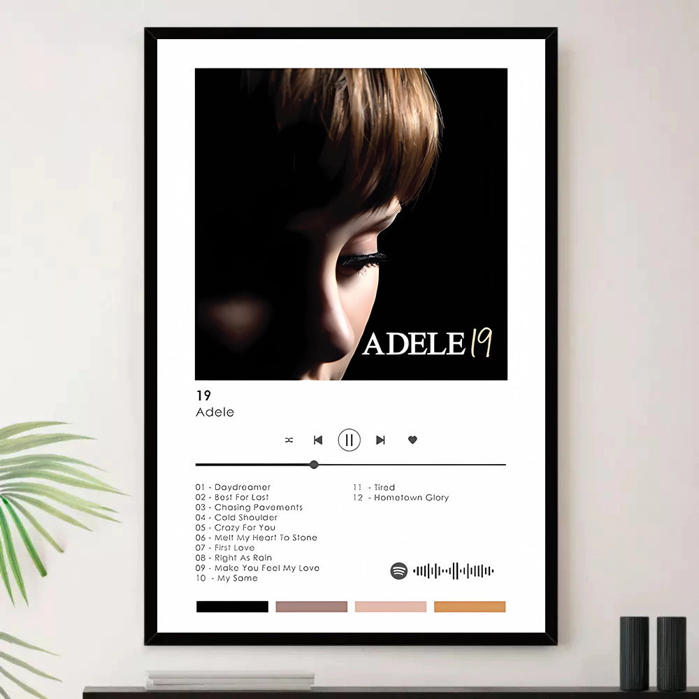 Quadro Placa Decorativa Música Internacional Adele Pop e Dance Pop Álbuns com Moldura