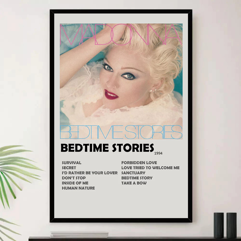 Quadro Placa Decorativa Música Internacional Madonna Pop e Dance Pop Álbuns com Moldura