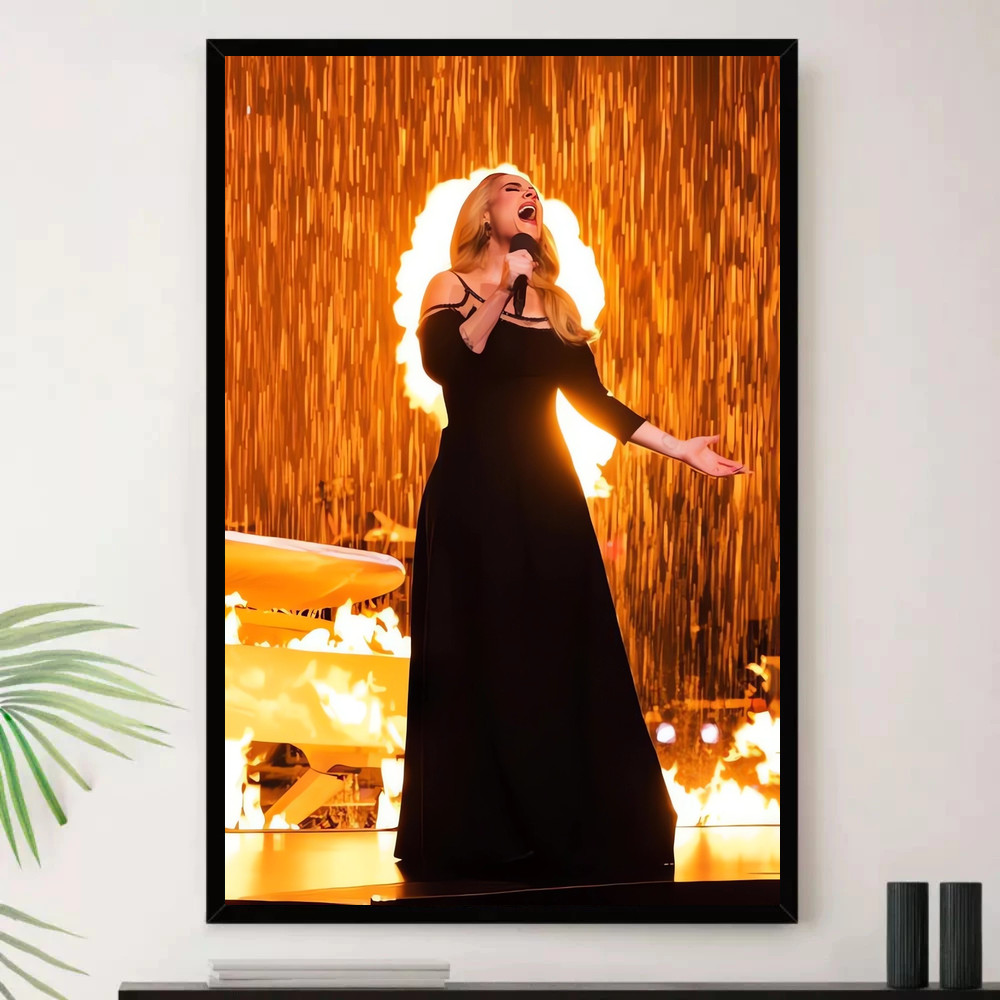 Quadro Placa Decorativa Música Internacional Adele Pop e Dance Pop Álbuns com Moldura
