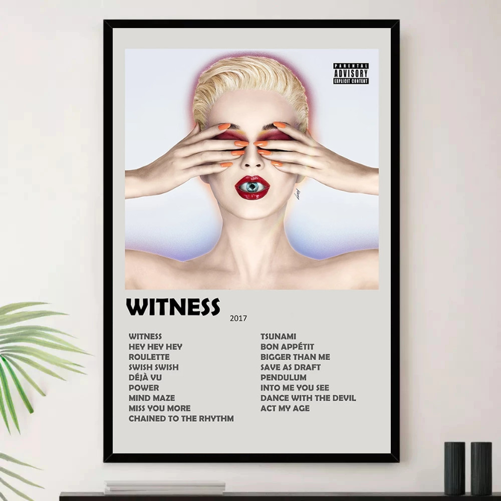 Quadro Placa Decorativa Música Internacional Katy Perry Pop e Dance Pop Álbuns com Moldura