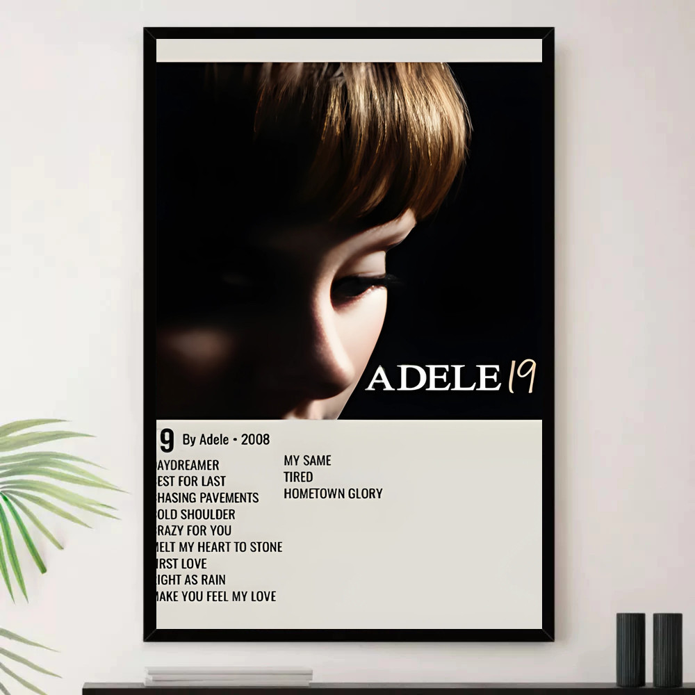 Quadro Placa Decorativa Música Internacional Adele Pop e Dance Pop Álbuns com Moldura