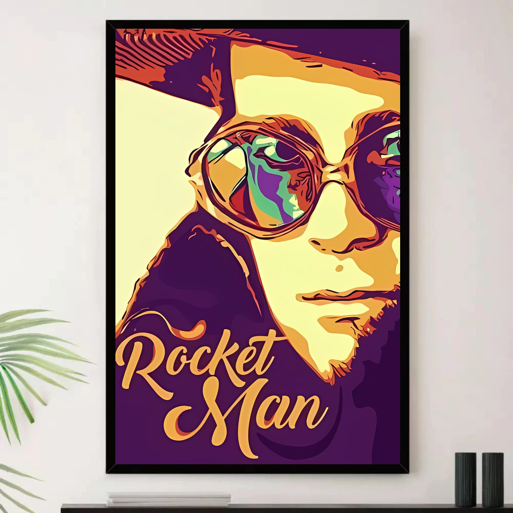 Quadro Placa Decorativa Música Internacional Elton John Pop e Dance Pop Álbuns com Moldura