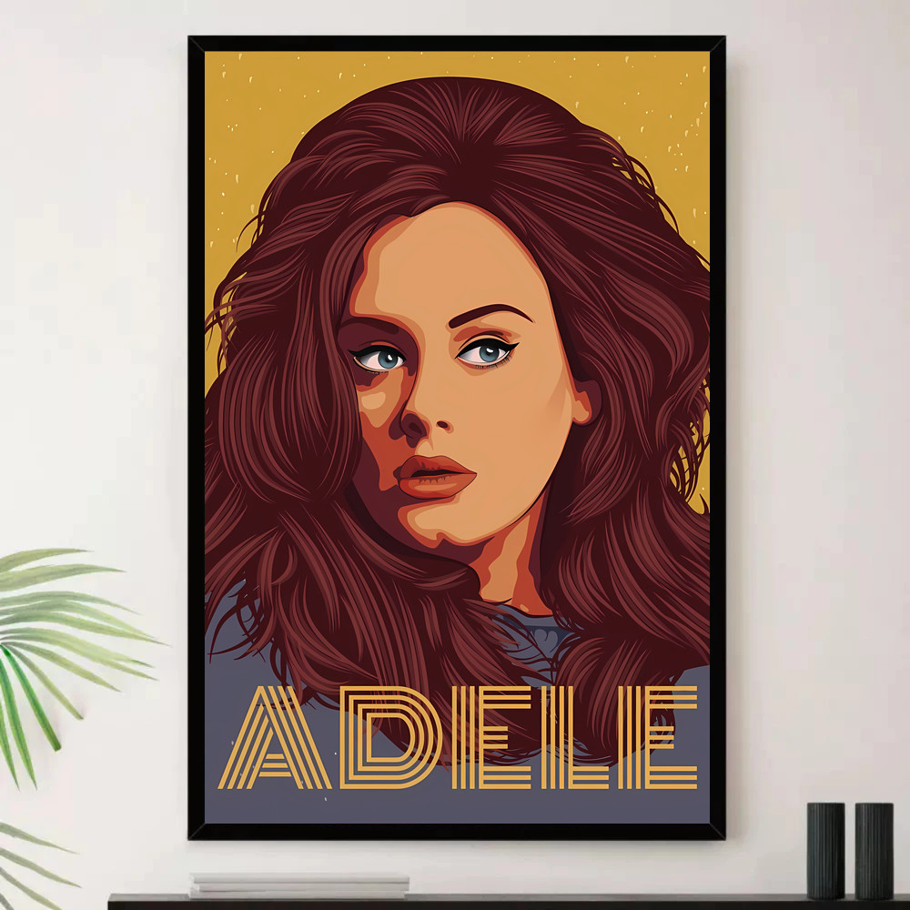 Quadro Placa Decorativa Música Internacional Adele Pop e Dance Pop Álbuns com Moldura