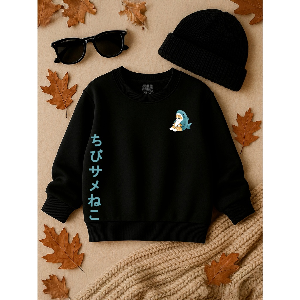 Blusa de Inverno Moletom Leve Casual Juvenil e Infantil Cat Shark 4 ao 16