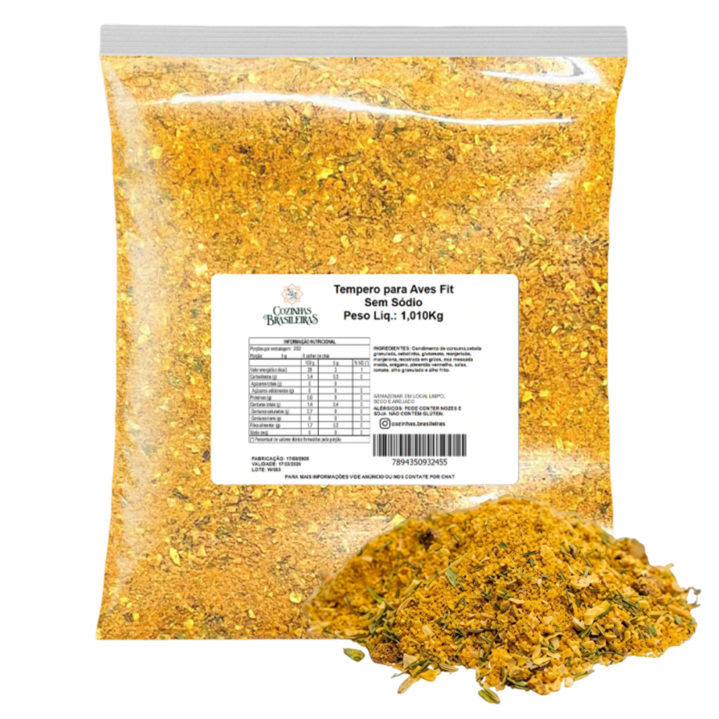 Cozinhas Brasileiras tempero para aves fit p/ frango massas molhos 200g, 500g, 1,010Kg