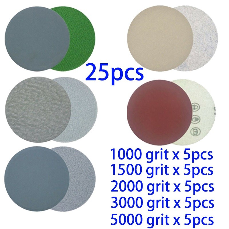 [ALOR] 25pcs 5 Polegadas Hook & Loop Úmido/Seco 1000 1500 2000 3000 5000 Discos De Papel De Areia