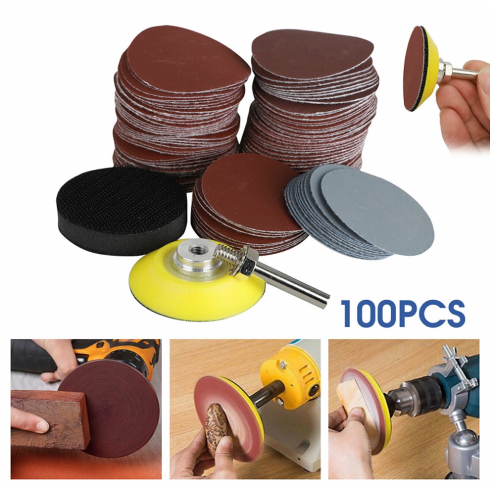100 Peças/103pçs Lixa De Disko 2 Polegadas/50mm/Kit De Auto-Adesivo 80-3000 Grit Hook & Loop De Lixar Com 6mm