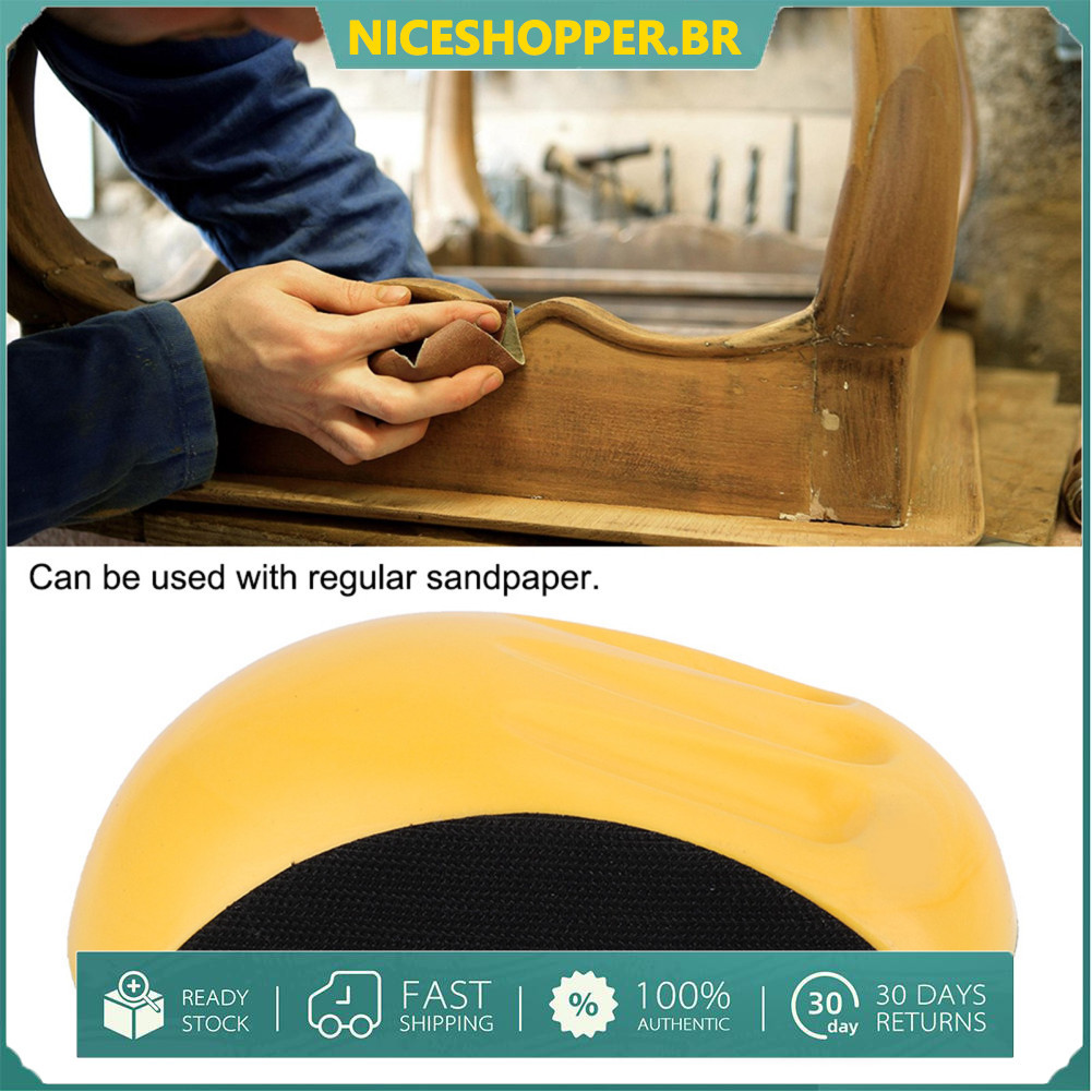 Bloco de lixa Funien Hook and Loop Almofada de mão Design ergonômico 5/6 polegadas para disco de moagem de polimento -