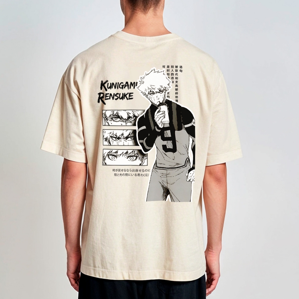 Camisa Oversized Streetwear Blue Lock Kunigami Rensuke Futebol Anime REF 2516 Home Custom