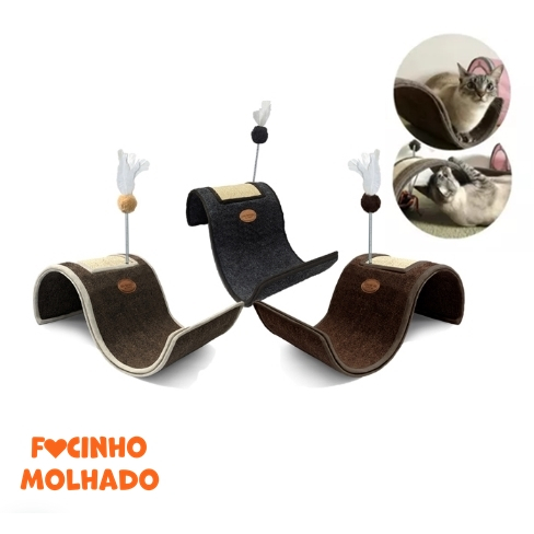 Arranhador Wave para Gatos Modelos Sortidos Design de Onda com Brinquedos Interativos