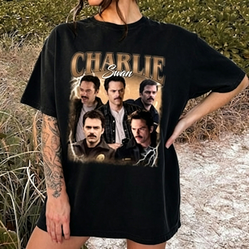 Camiseta Masculina Feminina Oversized Estampa Charlie Swan Crepúsculo Vintage Streetwear T-shirt