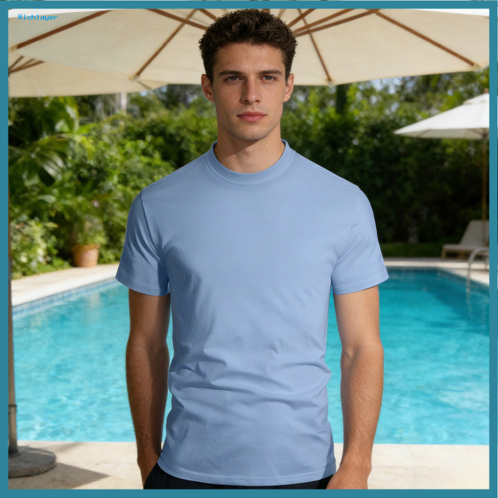 Solid Color Tee Lightweight Men Men's Slim Fit Crew Neck T-shirt Short Sleeve Casual Summer Gym Street Beach Wear – an