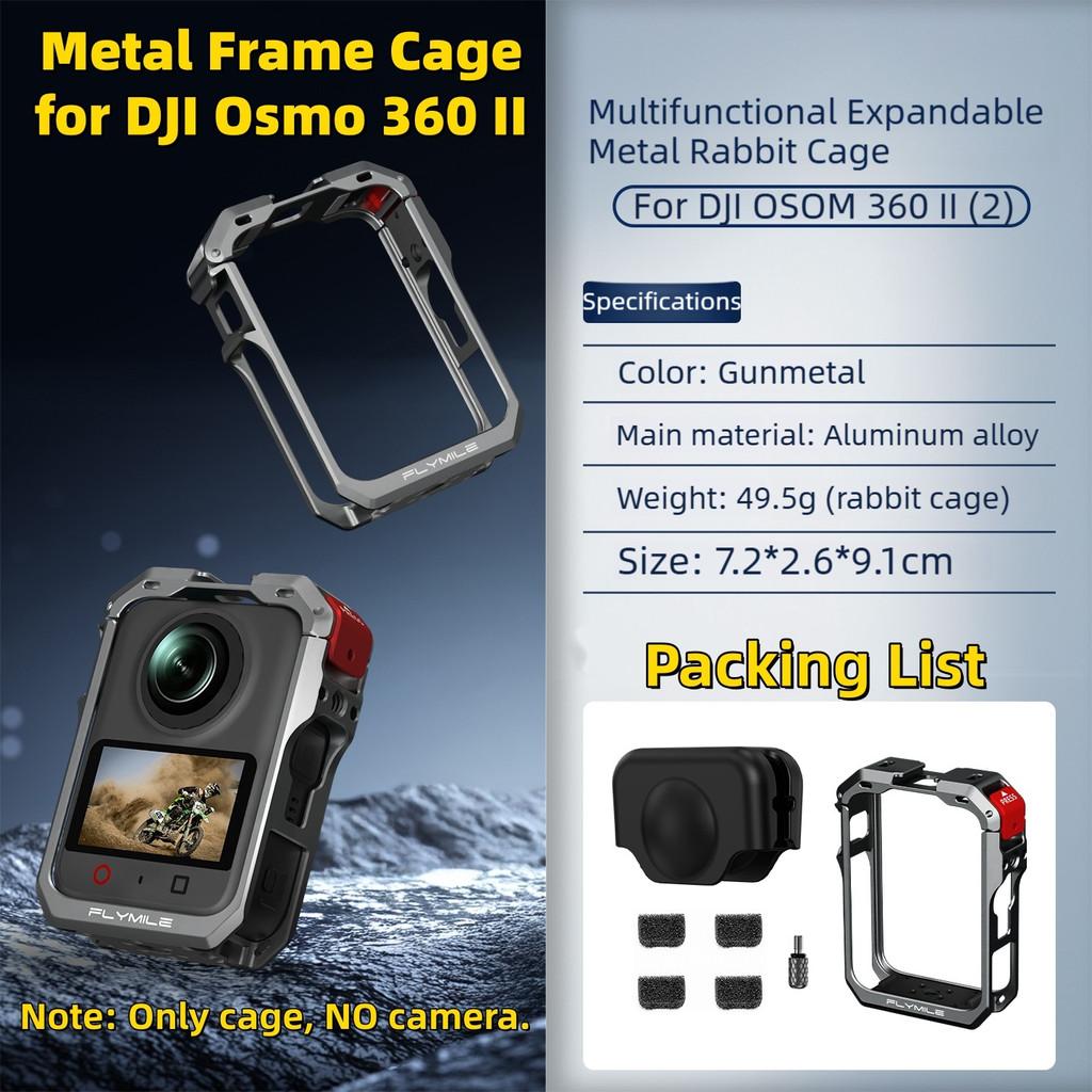 Flymile Para 360 II Cage Metal Protective Caso DJI OSMO 360 2 Camera Frame Sapata Fria 1/4 