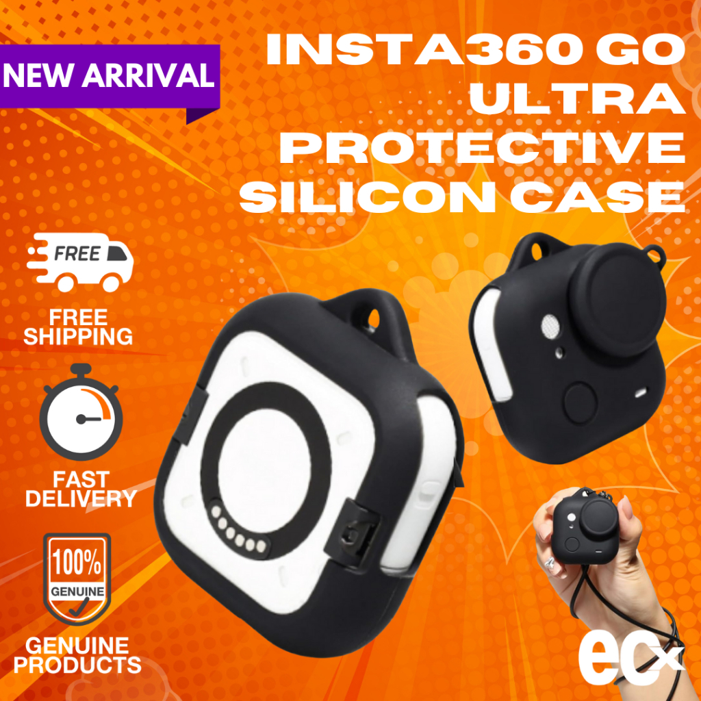 Silicone Protective Case for Insta360 GO Ultra with Lens Cap Lanyard, Shockproof Anti Scratch Lightweight Cover