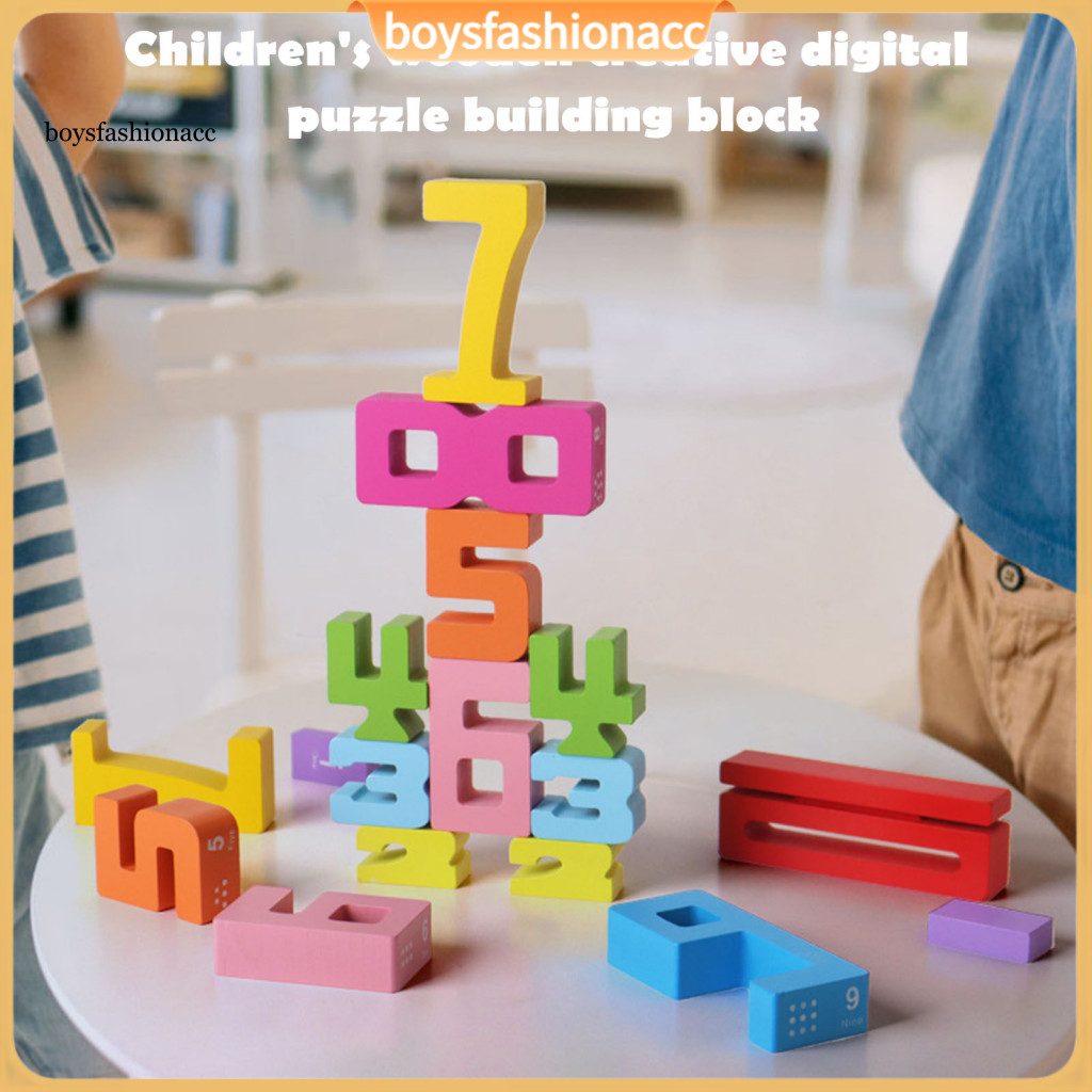 1 Set Wooden Number Building Blocks Educational Counting Stacking Toy for Toddlers Boys Girls Colorful Math Learning Gam