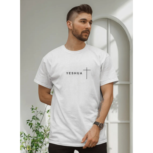 Camiseta Masculina Estampa Cristã Jesus Cristo Cruz Tecido Premium 100% Algodão