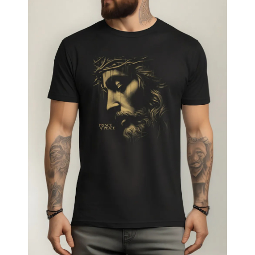 Camiseta Masculina Estampa Jesus Coroa Tecido Premium 100% Algodão