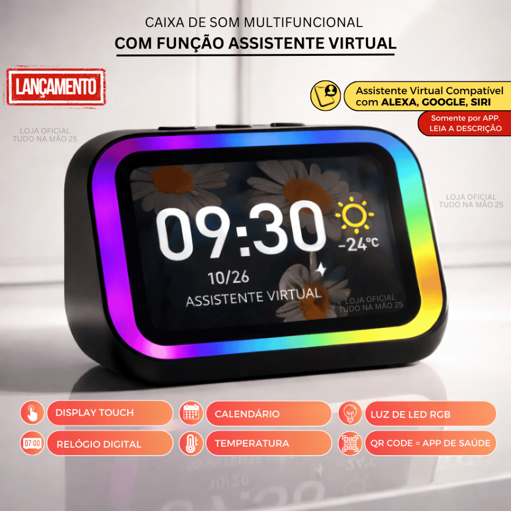 Caixa de Som ASSISTENTE VIRTUAL INTELIGENTE,COMANDO DE VOZ, BLUETOOTH, 3 MODELOS DIFERENTES