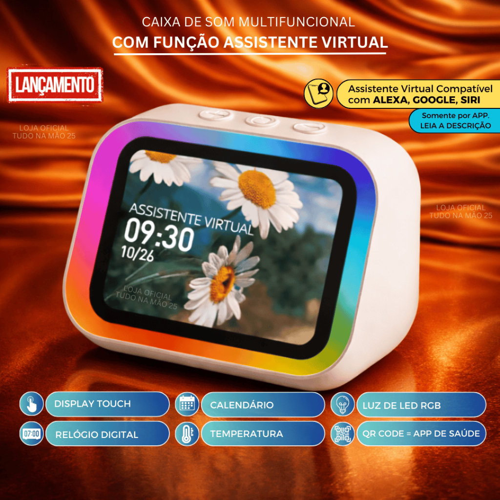 Caixa de Som ASSISTENTE VIRTUAL INTELIGENTE,COMANDO DE VOZ, BLUETOOTH, 3 MODELOS DIFERENTES