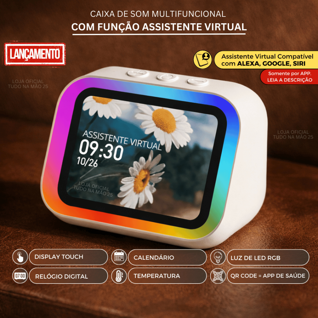 Caixa de Som ASSISTENTE VIRTUAL INTELIGENTE,COMANDO DE VOZ, BLUETOOTH, 3 MODELOS DIFERENTES