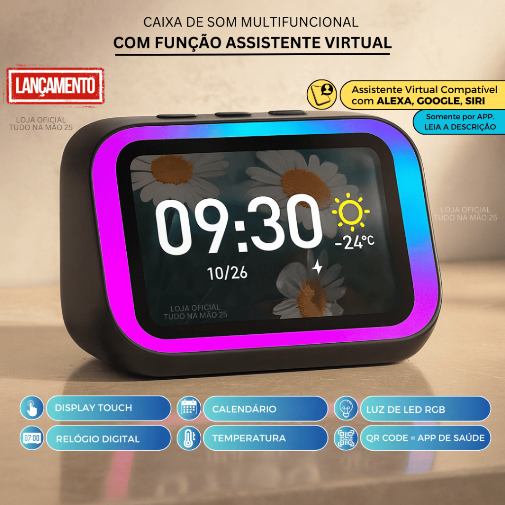 Caixa de Som ASSISTENTE VIRTUAL INTELIGENTE,COMANDO DE VOZ, BLUETOOTH, 3 MODELOS DIFERENTES
