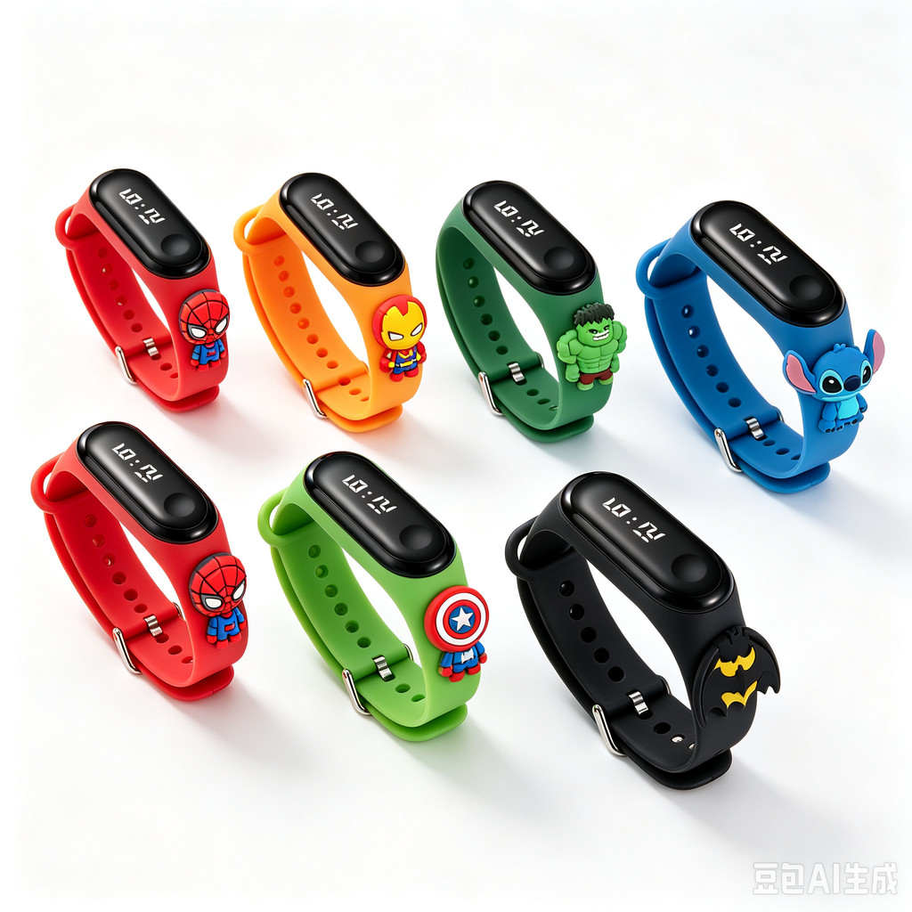 Cartoon IP 3D Doll LED Touch Relógio De Pulso Para Crianças , Com Pulseira De Silicone Natação À Prova D'água De 50M , T
