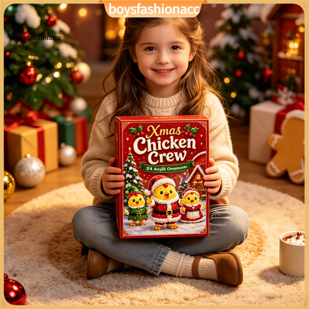 2026 Christmas Chick Advent Calendar 24-day Countdown Box with Acrylic Ornaments Festive Hanging Tree Decor for Holiday