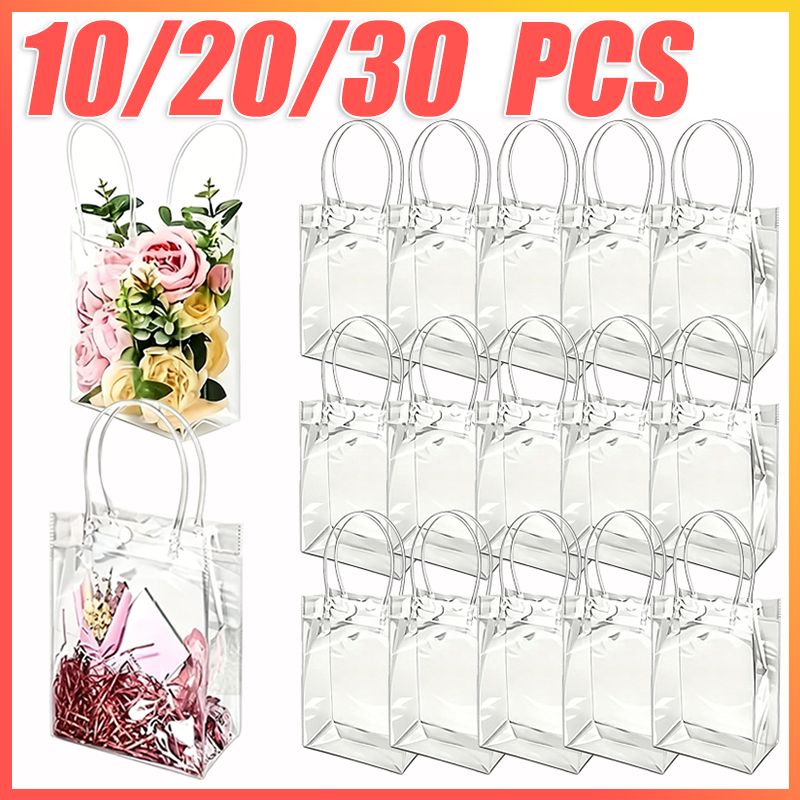 10/20/30 PCS Transparent Gift Bags Reusable PVC Party Favors