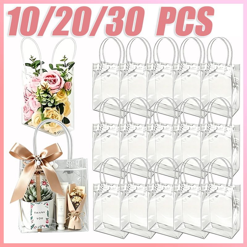 10/20/30 PCS Transparent Gift Bags Reusable PVC Party Favors