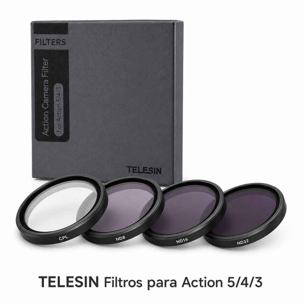 Kit 4 Filtros TELESIN CPL ND8 ND16 ND32 para DJI Osmo Action 3 4 5 Pro OA-FLT-005