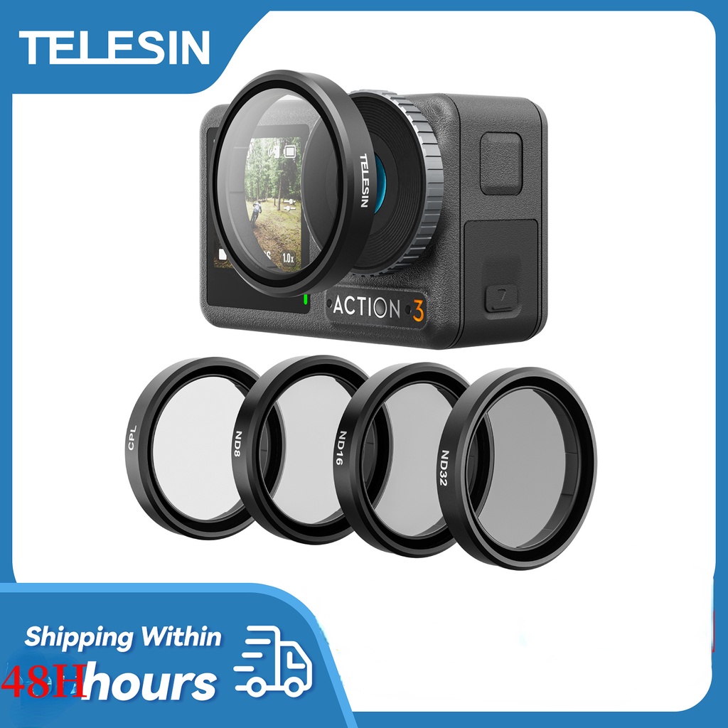 TELESIN Action 5 4 3 ND8 ND16 ND32 CPL Conjunto De Filtro De Lente Moldura De Liga De Alumínio Para DJI ND Acessórios Câ